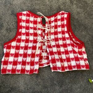 Upcycled handmade heart vest cropped